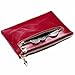 Women's Triple Zipper Leather Coin Purse Change wallet Coin Pouch RFID Card Holder with Key Ring
