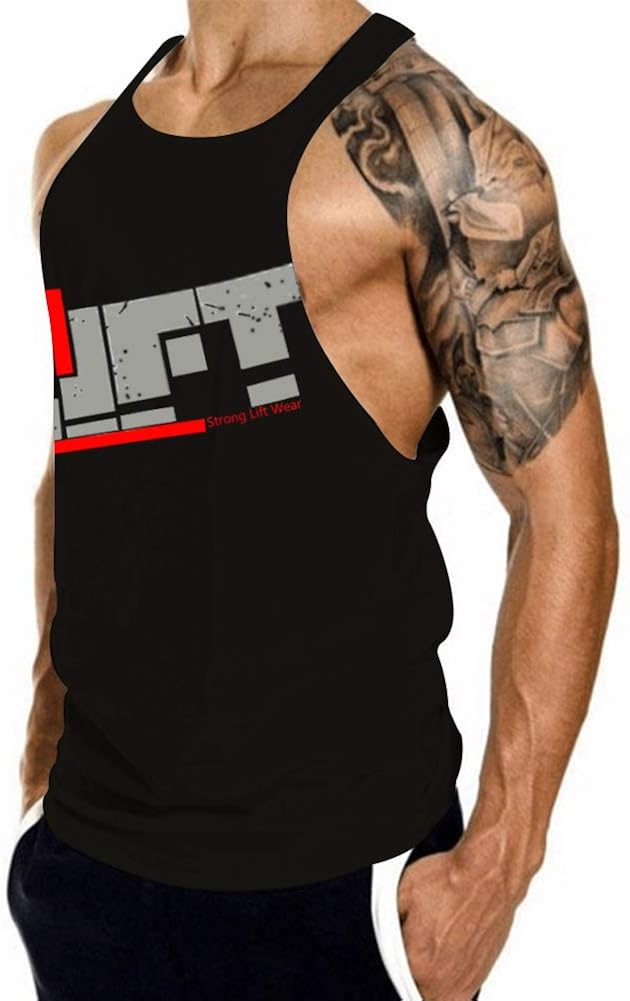 GZXISI Men's Gym Bodybuilding Stringer Tank Top Workout Muscle Cut Shirt Fitness Sleeveless Vest: Clothing