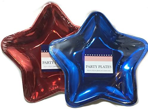 Patriotic Star Shaped Party Plates ~ 24 Plates (Red and Blue)