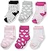 Luvable Friends Unisex Baby Newborn and Baby Socks Set, Hearts Dots, 6-12 Months