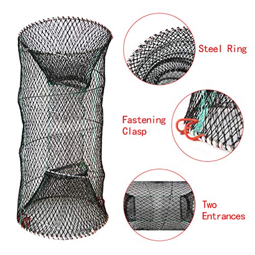 YaeGarden Collapsible Cast Net Fishing Nets Crab Trap Crawfish Lobster Shrimp Cast Net Portable Folded Fishing Accessories (12.99" x 23.6" (33cm x 60cm))