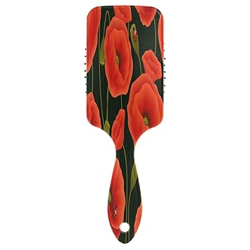 Amazon Com Poppy Floral Flower Hair Brush Comb With Air Cushion