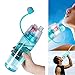 Yaping Plastic Outdoor Sports Spray BPA-Free Water Bottle with Straw For Travel Fitness Hiking Cycling(600ML-Blue)