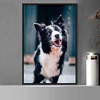 Framed Canvas Wall Art Pupper Animals Chic Dogs Multicolor Photography Urban - 16x24 inches