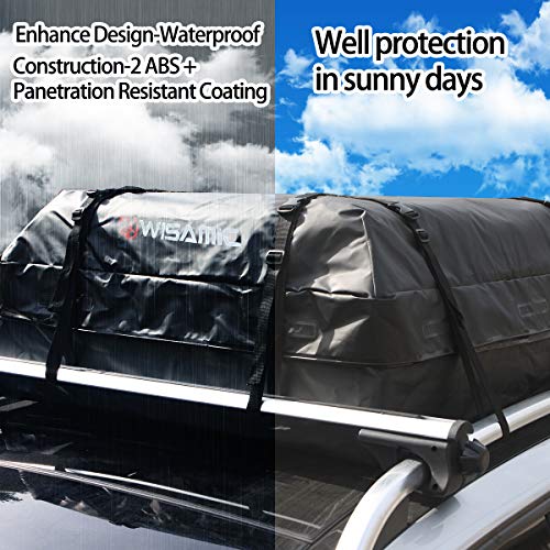 Wisamic Car Rooftop Cargo Bag Waterproof - 30 Cubic Feet Car Top Cargo Carrier Soft Rooftop Luggage Bag with Wide Straps for Jeep or SUV - Thumbnail 5