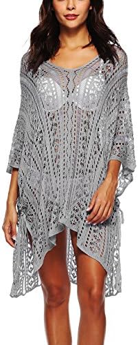 Women's Summer Beach Dress Splice Swimwear Coverup Plus Size Crochet Tunic Beach Wear