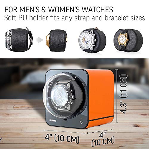 Fancy Brick Stackable Watch Winder for Single Automatic Watch (with AC Adapter) (Orange)