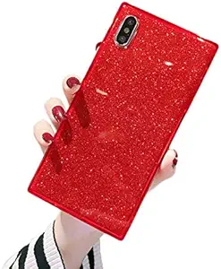 Cocomii Square Glitter iPhone 6S/6 Case, Slim Thin Glossy Soft Flexible TPU Silicone Rubber Gel Trunk Box Square Edges Fashion Phone Case Bumper Cover Compatible with Apple iPhone 6S/6 (Red)
