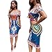 Women Sexy Traditional African Print Dashiki Bodycon Sexy Short Sleeve Dress (S, multicolor)