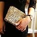 Lady Sparkling Sequins Handbag, Fashion Dazzling Prime Clutch Purse Gold Wallet, Retro Luxurious Evening Clutch Wedding Purse for Women
