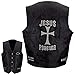 Giovanni Navarre Leather Vest with Christian Patch (Large) Black