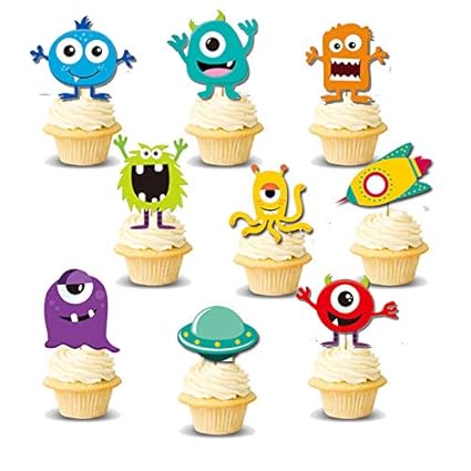 Suppar Little Monster Cupcake Toppers Cupcake Decorative Toppers