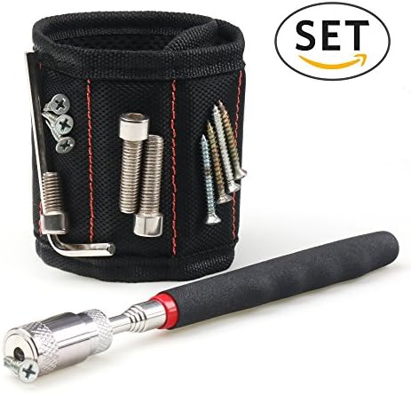 HoRiMe Magnetic Wristband, Magnetic Pickup Tool with Strong Magnets for Holding Screws, Nails, Drill Bits Handyman Tool Set Accessories for Holding Screws Best Gift for Father Husband Men Women