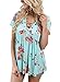 AlvaQ Women Sexy V Neck Floral Print Lace Up Blouses Top Plus Size Tunic Large Green