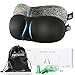 3D Light Blocking Sleep Mask - 2 Pack Comfortable & Lightweight Eyeshade with Adjustable Strap Ear Plugs Carry Pouch for Travel Airplane Naps Blindfold Sleeping Mask for Women Men Father's Day Gift