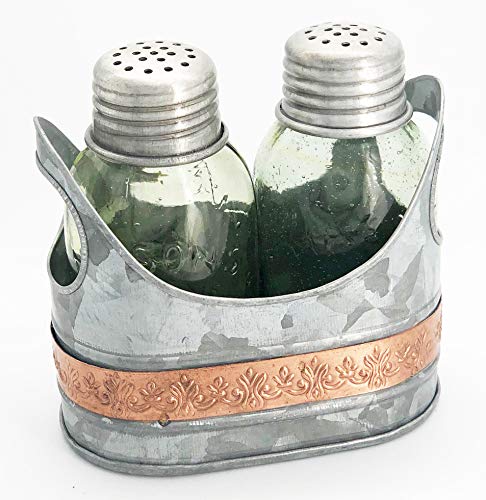 Autumn Alley Mason Jar Salt and Pepper Set in Galvanized Caddy | Graceful Shape and Thoughtful Details Add Farmhouse Warmth to your Table