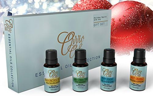 Holiday Spirit and Joy Collection By Ovvio | Save 46% Off Our Most Popular Blends | Frankincense Blend | Christmas Tree Pure Memories Blend | Peppermint | Sweet Orange (1 Pack, 1)