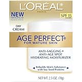 L'Oreal Paris, Age Perfect Day Cream for Mature Skin with Soy Seed Proteins, SPF 15, 2.5-Ounce (Pack of 2)