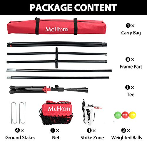 McHom-7-x-7-Baseball-Softball-Net-Set-with-Travel-Tee-3-Weighted-Balls-Strike-Zone-Carry-Bag-for-Hitting-Pitching-Practice-Collapsible-and-Portable