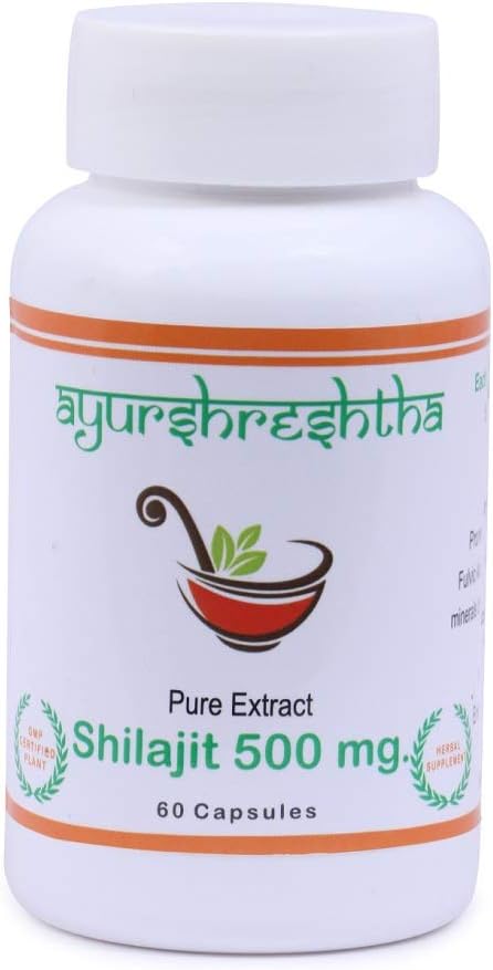 Ayurshreshtha Shudh Ayurveda Shilajit 100% natural & Pure Extract|General Wellness| for extra Strength, Stamina, Power, And Energy Booster|Health|men and women-500 mg. Capsules