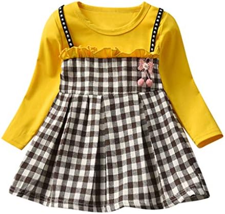 女の子 ワンピース ベビー服 長袖 フリル チュール チェック柄 おしゃれ かわいい 新生児 赤ちゃん カジュアル 子供服 可愛い キッズ ガールズ チュニック 春秋冬 人気 普段着 チュチュドレス 吊りスカート 通園 入園式