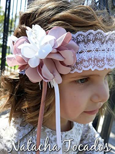Tocado vintage rosa palo y blanco: Amazon.es: Handmade