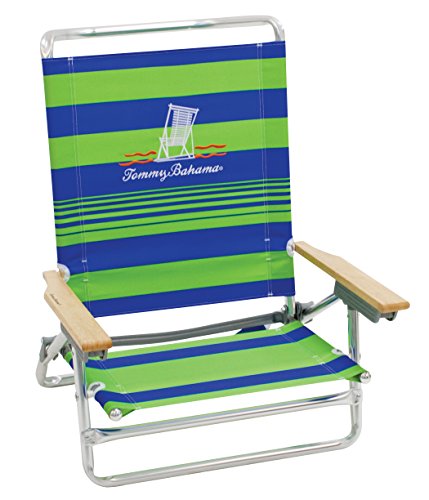 Tommy Bahama 5-Position Classic Lay Flat Folding Beach Chair - Green Stripe