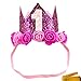 2 Pcs Adorable Cute Crown Shaped Cat Dog Pet 1 Year Birthday Headband and Pink Star Hair Head Bands Accessories for Dogs Cats Pets (Rose Red)