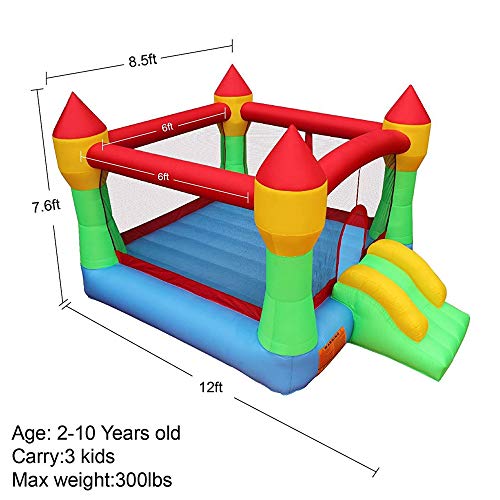 RETRO JUMP Inflatable Bounce House Bouncing Jump Moonwalk Playhouse and Slide with Blower (061 Blower)