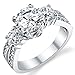 Metal Masters 1.50 Carat Round Cubic Zirconia Past, Present, Future Sterling Silver 925 Wedding Engagement Ring