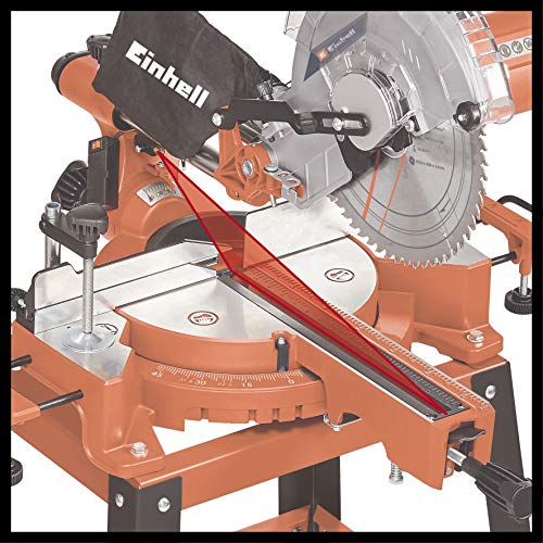 Einhell Zug-Kapp-Gehrungssäge TC-SM 2531/2 U (1900 W, 4.800 U/min, Ø254 x ø30 mm Sägeblatt, Laser, neigbarer Sägekopf… – Bild 5