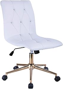 Duhome High Back Diamond Tufted Designer Home Office Task Chair Executive Computer Desk Receptionist Rolling Chair 616A (White)