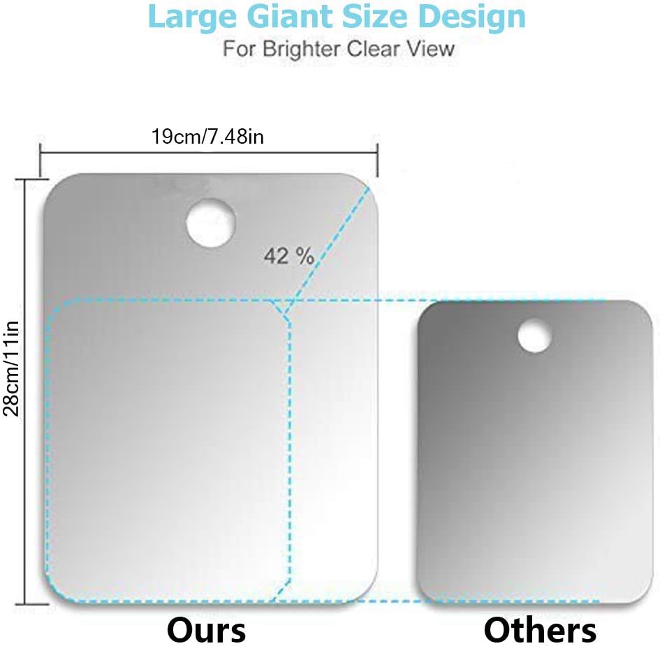XoYo-Large Fogless Shower Mirror （11inX7.48in）, Includes 1 Adhesive Hooks, Anit-Fog Shower Mirror, shower makeup shave mirror, Frameless Shower Mirror, Wall Hanging Mirror (Large, 1 Pack): Beauty