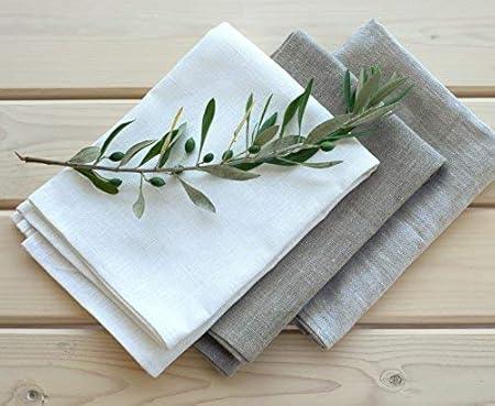 3-er Pack Leinen Geschirrtücher - Küchentücher - 100% Leinen - 50 x 70 cm - Weiß - Natur Beige - Natur Braun