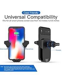 Kuulaa - Cargador de coche inalámbrico con certificado Qi, 10 W, 7,5 W, compatible con iPhone 8 XS MAX Samsung S9 Plus S8 Note 8 y más