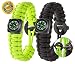 A2S Dare2 Survival Bracelet - Pack of 2 – Stylish Survival Gear Kit with Compass, Fire Starter, Emergency Knife - for Camping Hiking Outdoors Emergency (Black / Green Yellow, Small 8.0")