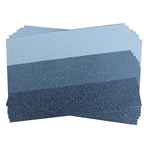 Familighter Placemats for Dining Table Set of 6 Woven Vinyl Washable Table Placemats Table Decoration Heat Insulation Stain Resistant Blue-Strip