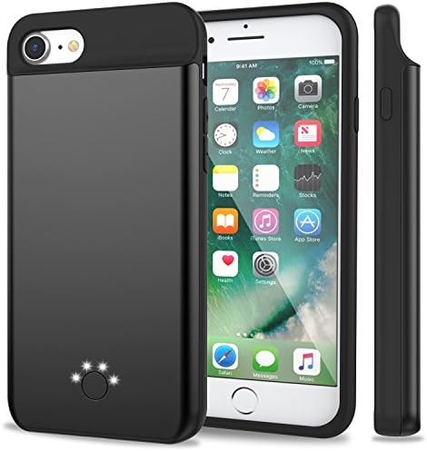 [5500mAh] iPhone 7 Battery Case,Smaiphone 5500mAh Portable Charging Case for iPhone 7/ iPhone 6 / 6S (4.7 inch) External Battery Rechargeable Backup Case / Extra 200% Battery (4.7"-5500mAh-Black)
