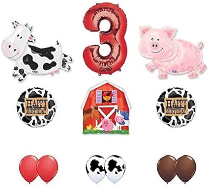 Amazon Com Barn Farm Animals 3rd Birthday Party Supplies Cow Pig