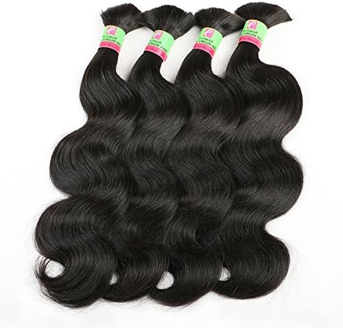 Eecamail 8A Brazilian Virgin human Body Wave Bulk Hair Soft Braiding Bulk No Attachment 4 Bundles Natural Color 100g/Bundle 10 10 10 10inch