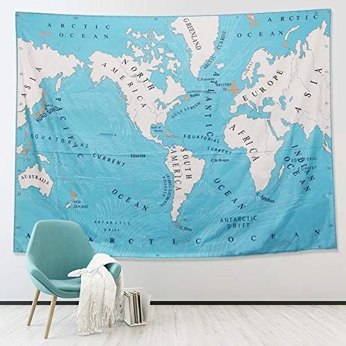 World Ocean Currents Hippie Tapestry Mandala Bohemian Bedroom Living Room Dorm Wall Tablecloths Single-sided Printing Picnic Blanket and Beach Throw (S/ 60" X 51")