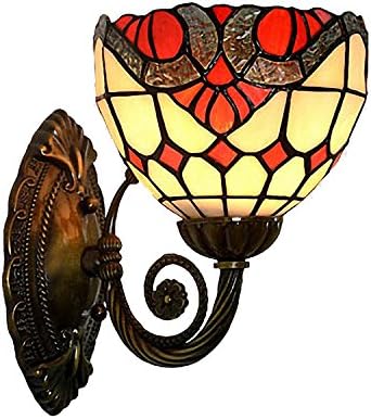 Wall Sconces,Magcolor Tiffany Style Stained Glass Baroque Wall Sconces with 6 inches Handmade Shade and Lamp Base Made of 100% Brass,Suitable for Decorating Room,Hallway