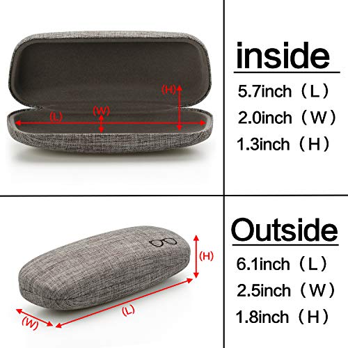 Vemiss Hard Shell Eyeglasses Case Soft Linen Fabrics Portable Glasses Sunglasses Box (Medium, Gray)