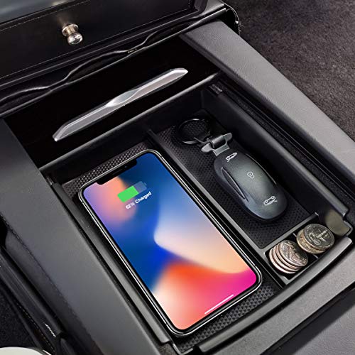 LMZX Model S Model X Wireless Charger Center Console Armrest Storage