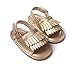 Kuner Unisex Baby Tassel Rubber Sole Non-Slip Summer Prewalker Sandals First Walkers (13cm(12-18months), Golden)