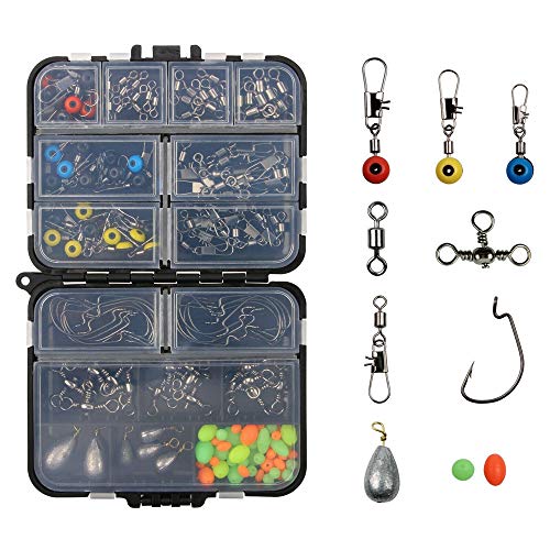 160 STÜCKE Angelzubehör Kit Mit Tragbaren Aufbewahrungsbox Angelgerät Set Mit Jig Hooks Roll Swivel Weight Bead… – Bild 5