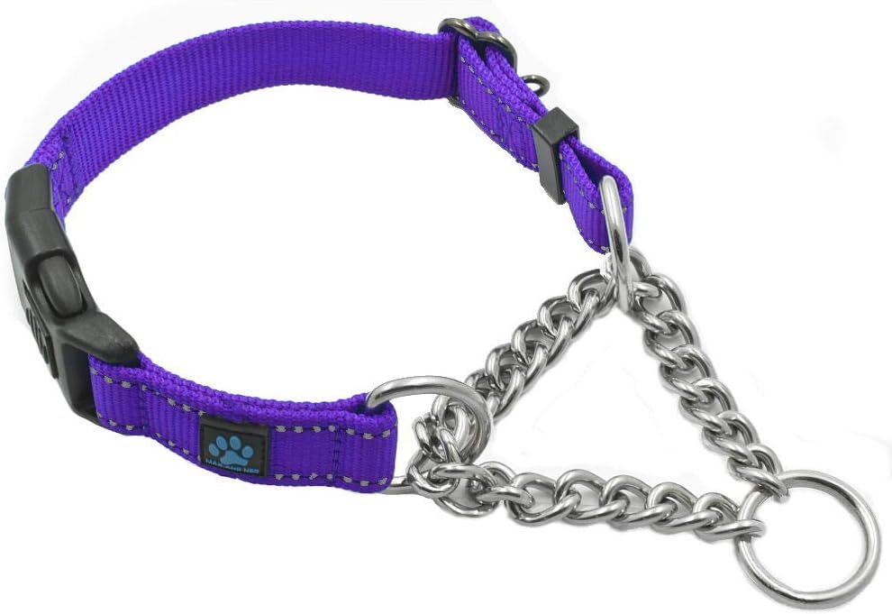 Max and NeoStainless Steel Chain Martingale Collar - We Donate a Collar to a Dog Rescue for Every Collar Sold (Medium, Purple)