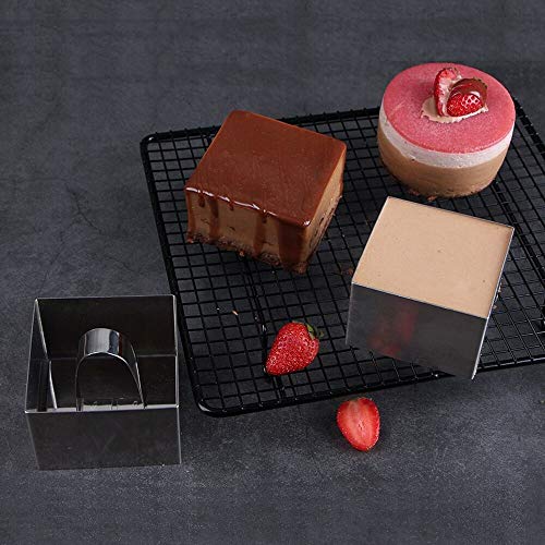 Cake Rings Mousse Rings Stainless Steel Presentation Cooking Rings with Food Press for Desserts Making set of 4 - Thumbnail 3