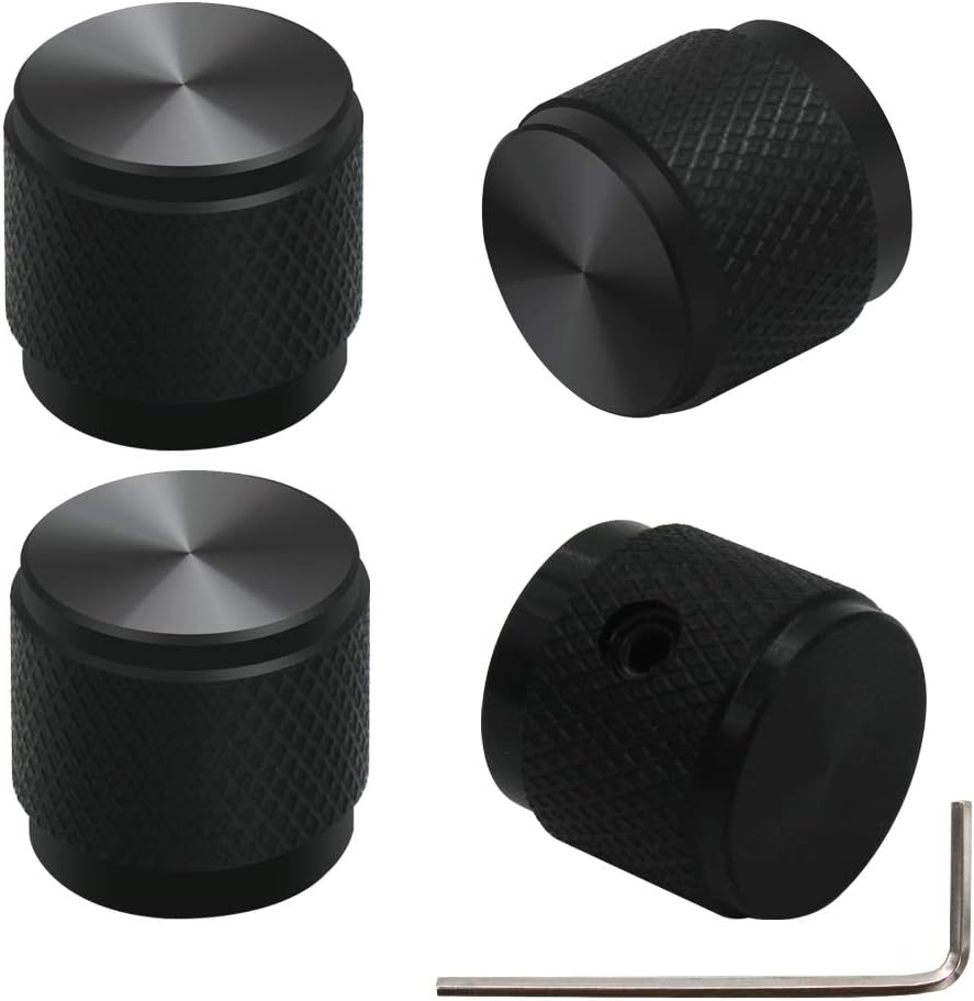 mxuteuk 4pcs Black Aluminum Alloy Potentiometer Control Knob Volume