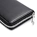 HISCOW Zip Around Long Wallet Black with 11 Credit Card Slots - Italian Calfskin